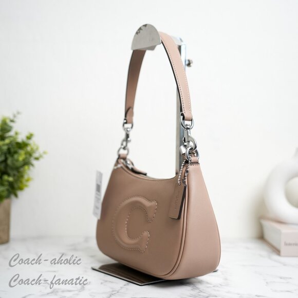 NWT Coach CR099 Teri Smooth Leather Crossbody Bag Purse in Silver/Taupe - Picture 6 of 11